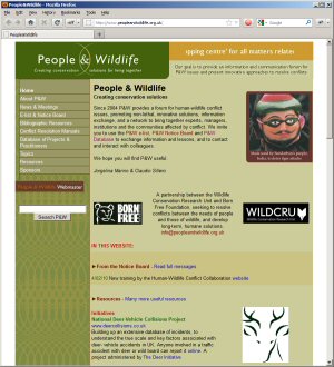 People and Wildlife Web Site Screen Shot